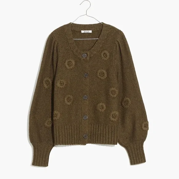 Madewell | Embroidered Edencroft Pleat-Sleeve Cardigan Sweater - Picture 10 of 10